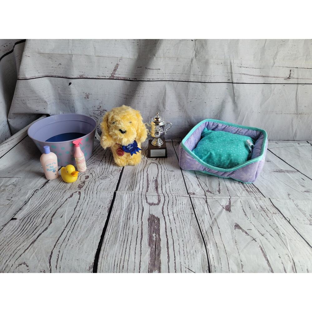 American Girl Pet dog Honey bath tub duck bed spa Best In Show Trophy